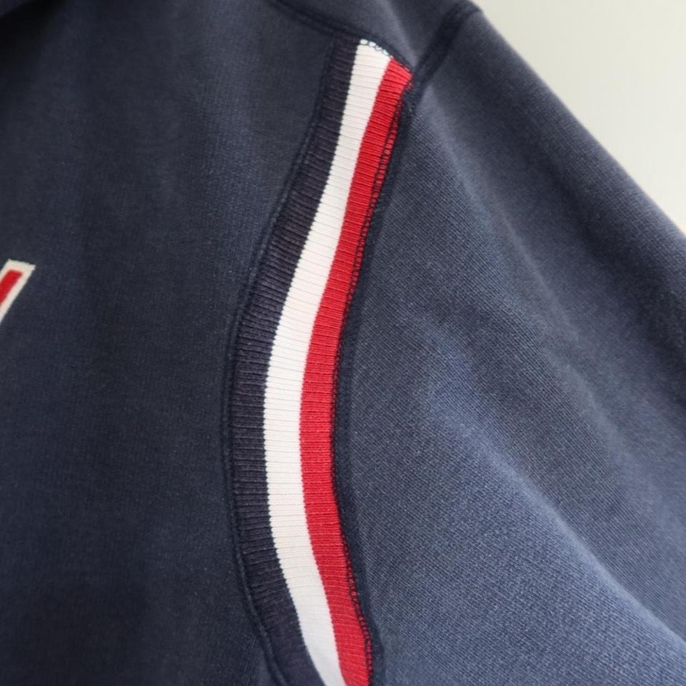 Tommy Hilfiger Hoodie Navy Blue Stitching Raised Detailing‎ Unique Throwback Y2K - Picture 6 of 6